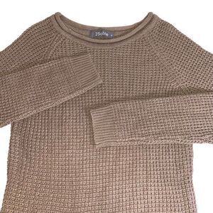 2Sable Woman's Minimalist Waffle Boho Brown Knit Pullover Sweater‎ Size Medium